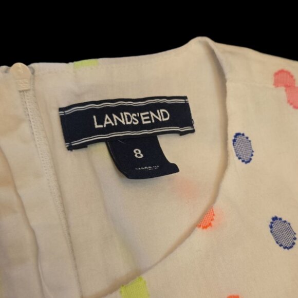 LANDS' END Girls White Polka Dot Dress sz 8 - Picture 4 of 6